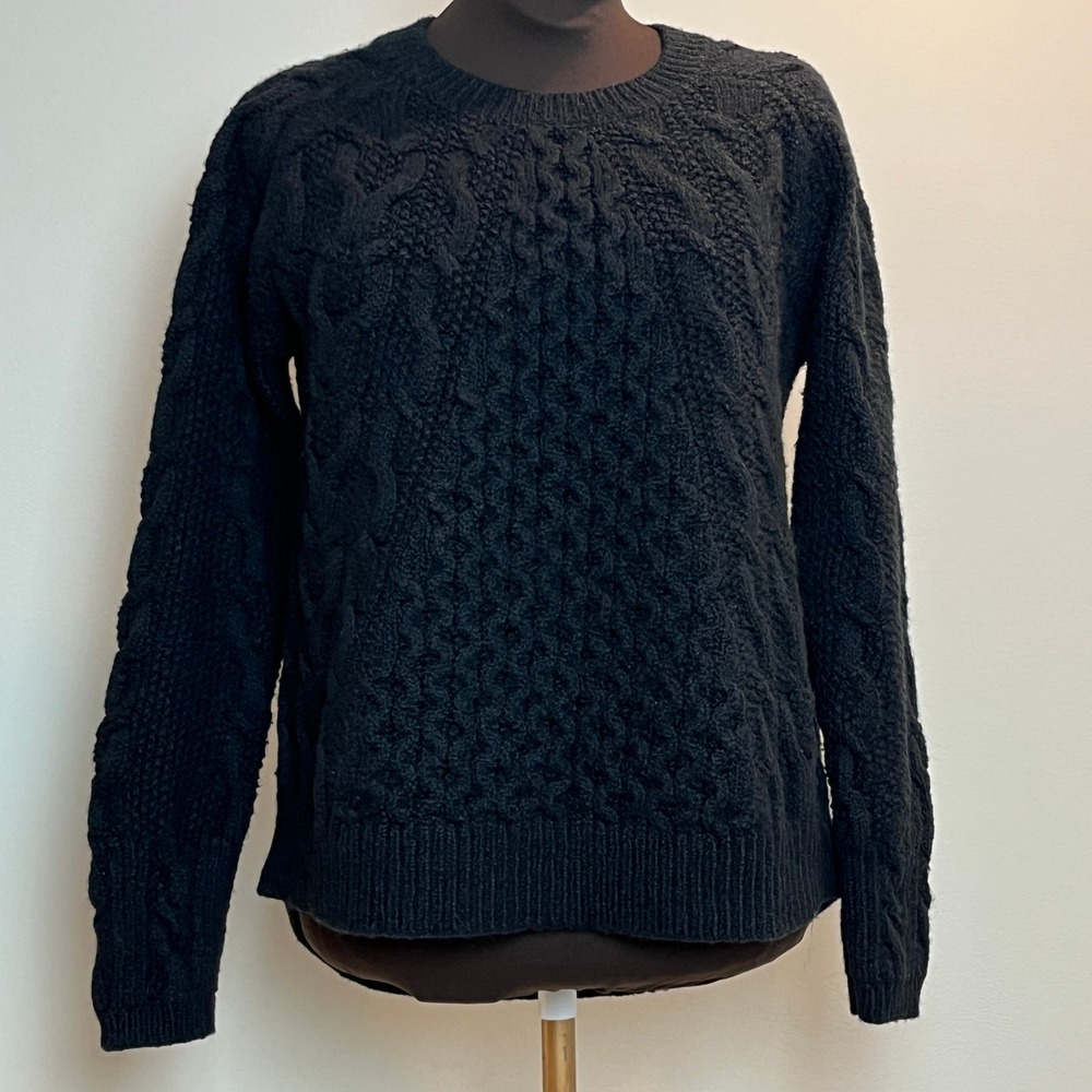 Banana Republic Heritage Womens M Wool Alpaca Cable Knit Sweater Black